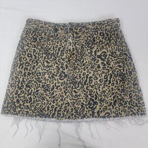 Madewell Women's Denim Brown Black Animal Print Jean Skirt Size 31 ~17" Long